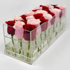 Modern rose box containing two dozen preserved long lasting roses in red and pink