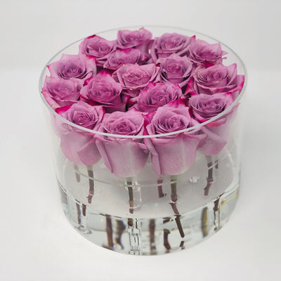 Modern Rose Box with Preserved long last lasting roses that last for years with Lavender Roses
