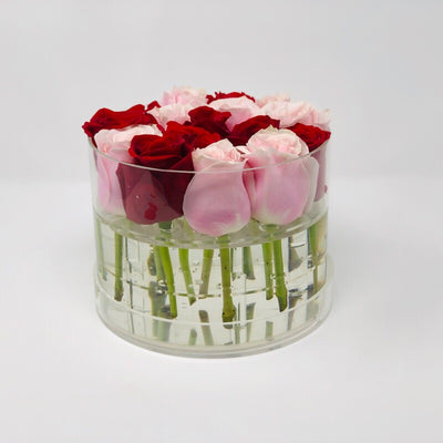 Modern Rose Box with Preserved long last lasting roses that last for years with red roses and pink Roses