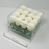 Forever Roses that last for years not days in all white roses. Jewelry box