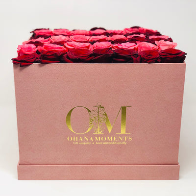 The Lucy Forever Rose Box - Large Velvet - Stripe (36-42 roses) - Ohana Moments