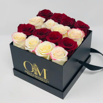 The Mia Forever Rose Box - Medium - Stripe (16 roses) - Ohana Moments