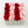Modern Rose Box with preserved roses that last for years with a mix of red roses and pink roses