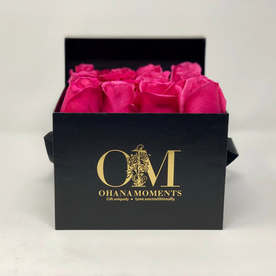 The Mia Forever Rose Box - Medium - Solid (16 roses) - Ohana Moments