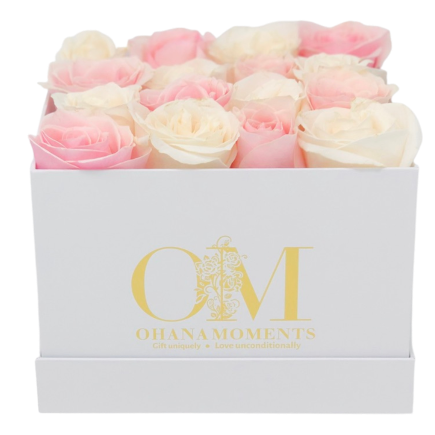The Catalina Forever Rose Box - Medium - Checkered (16 roses) - Ohana Moments