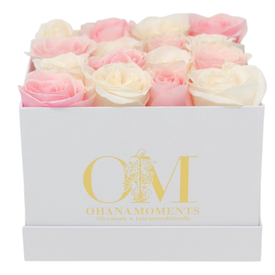 The Catalina Forever Rose Box - Medium - Checkered (16 roses) - Ohana Moments
