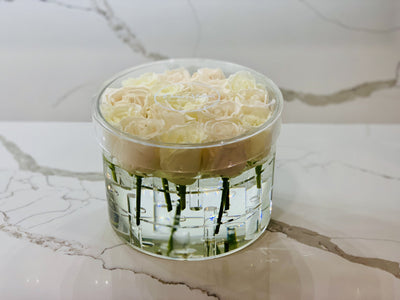 Modern Rose Box with Preserved long last lasting roses that last for years with white roses