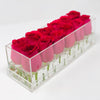 Clear Modern Rose Box with Forever Roses Long lasting roses that last for years with hot pink roses for Valentine's Day