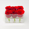 Clear Modern Rose Box with Forever Roses Long lasting roses that last for years with red roses