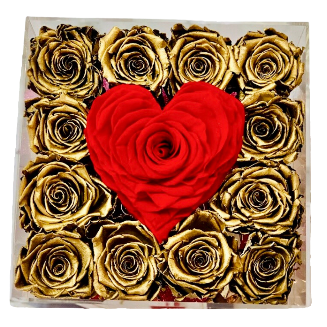 Golden Roses for a Golden Heart Forever Rose Box - Medium - Ohana Moments