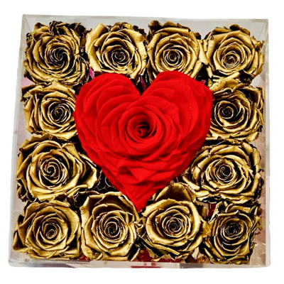 Golden Roses for a Golden Heart Forever Rose Box - Medium - Ohana Moments