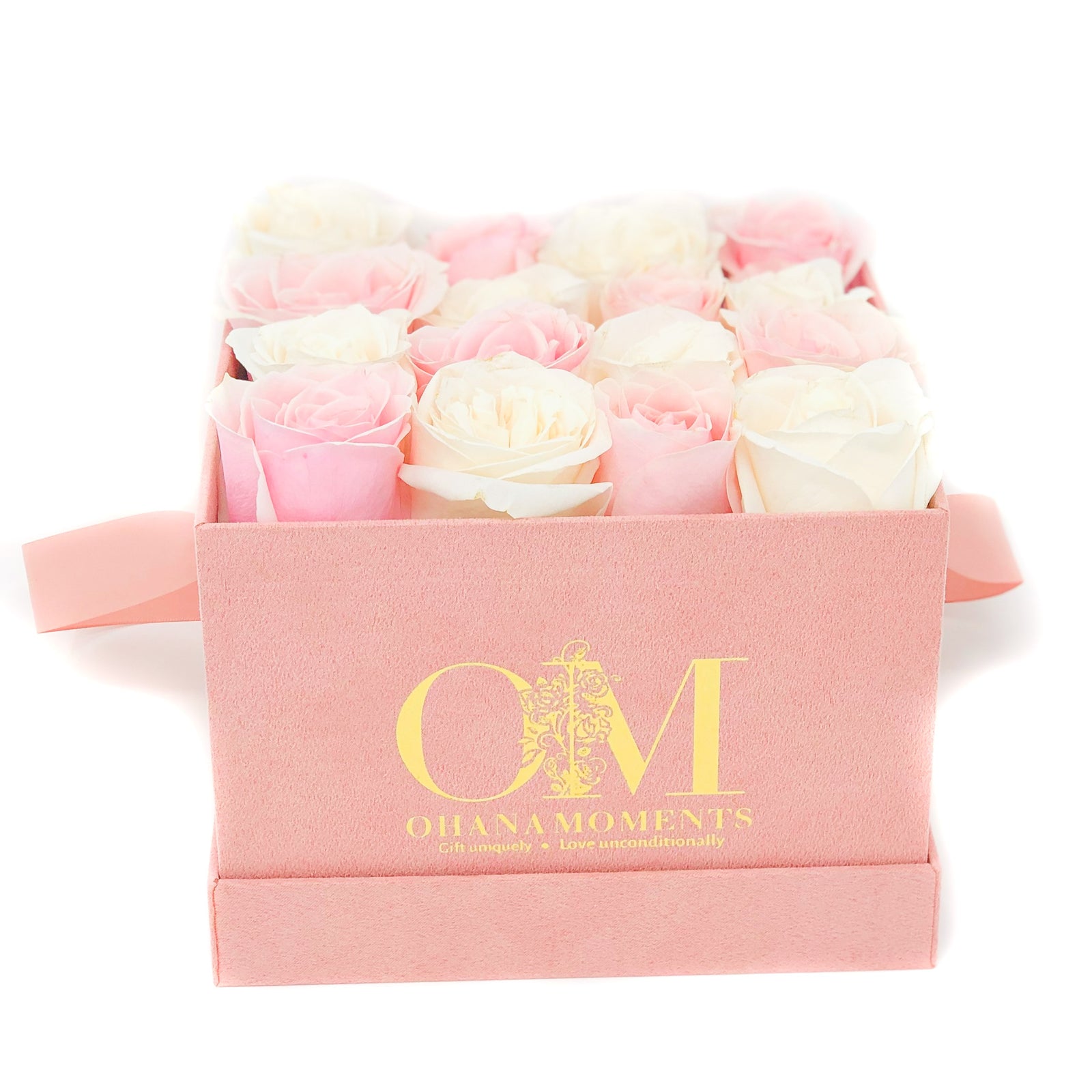 The Lucy Forever Rose Box - Medium Velvet - Checkered (16 roses) - Ohana Moments