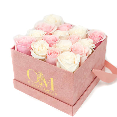 The Lucy Forever Rose Box - Medium Velvet - Checkered (16 roses) - Ohana Moments