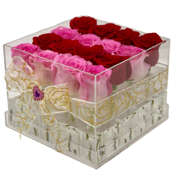 Red & Pink Overload Forever Rose Box - Medium - Ohana Moments
