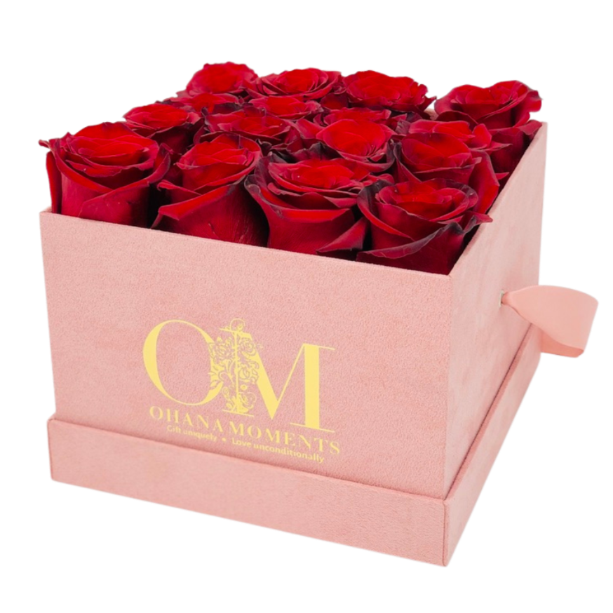 The Lucy Forever Rose Box - Medium Velvet - Solid (16 roses) - Ohana Moments