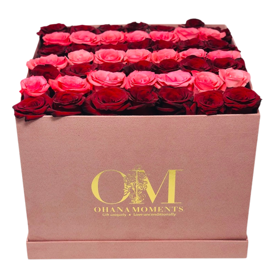 The Lucy Forever Rose Box - Large Velvet - Stripe (36-42 roses) - Ohana Moments