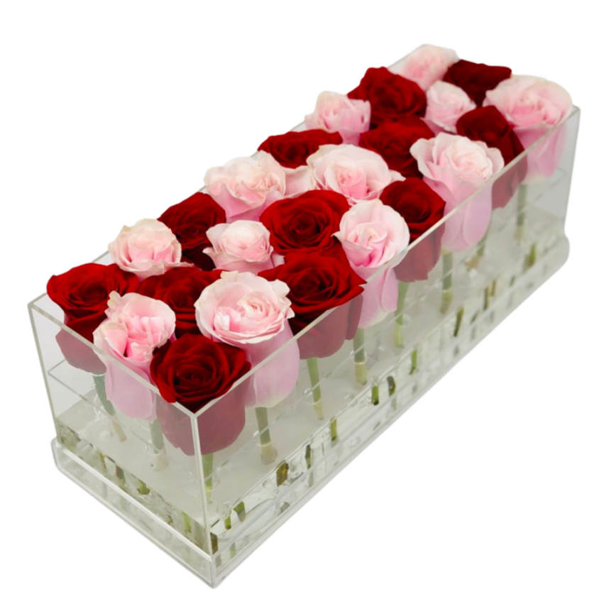 The Half & Half Red and Pink Rose Box - Large - Ohana Moments