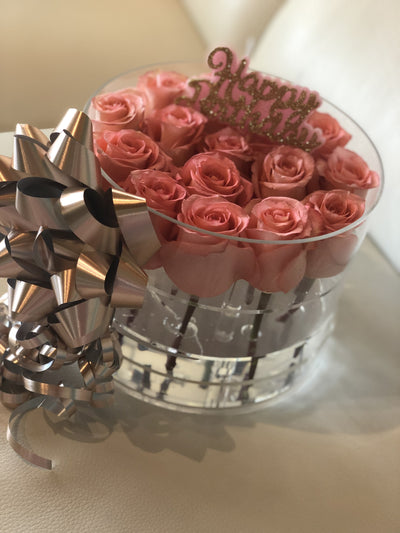 Modern Rose Box with Preserved long last lasting roses that last for years with light pink roses