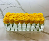 Modern rose box containing two dozen preserved long lasting roses in yellow roses