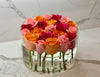 Modern Rose Box with Preserved long last lasting roses that last for years in Hot pink Roses, orange roses and Pink Roses